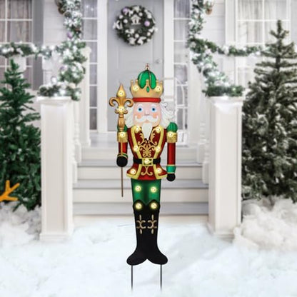 Christmas Yard Sign Decorations Outdoor with LED Lights Christmas Nutcracker Yard Signs with Metal Stakes for Xmas Holiday Party Lawn Sign Garden Decor Xmas Outdoor Yard Signs - style: king