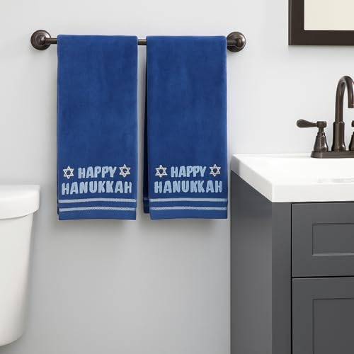 Star of David Blue Guest Hand Bathroom Towels Elegant Happy Hanukkah 16x26" - color: Hannukah