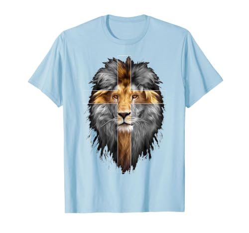 Jesus Lion of Judah | Christian T-Shirt - color: Baby Blue, size: Small