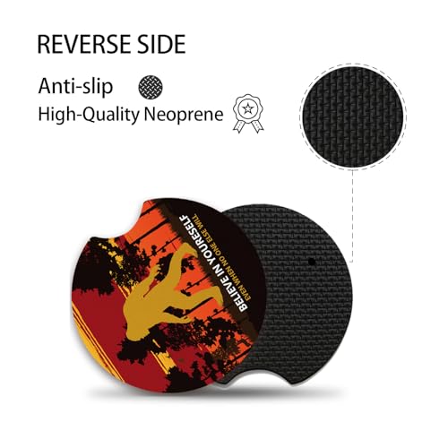 Believe in Yourself Anti-Slip Rubber Car Cup Mat with A Finger Notch - 2 Pack Absorbent Drinks Coasters for Women's Interior - color: Believe in Yourself