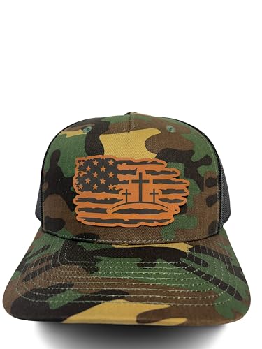 Christian Jesus Cross Hat for Men and Women – God Religious Faith Baseball Cap Trucker Snapback Hat - color: Camo