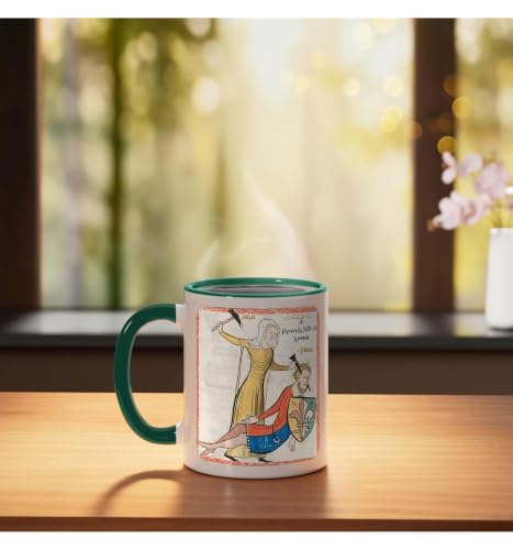 Proverbs 31 29 31 Woman Medieval Christian Art Design Ceramic Mug, Dark Green/White, 11oz - color: Dark Green/White, size: 11 Ounces