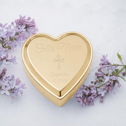 Cherished Moments Personalized Confirmation Jewelry Box, Heart Keepsake - color: Gold-Confirmation