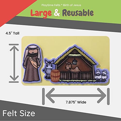 Birth of Jesus Felt Story Set | 15 PRECUT & Ready to Play Durable Felt Pieces for Preschool Learning, Reusable Felt Board Stories