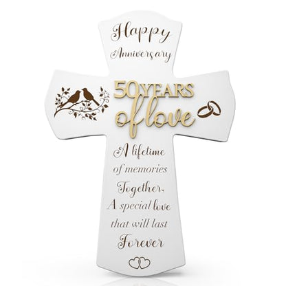 50th Anniversary Wedding Gifts for Wife Husband, Religious Cross Gifts for Women Men,50 Year Romantic Anniversary Marriage Gift for Her,Him,Couple,Parents,Friends,Wedding Anniversary Decorations - style: 50 years of marriage