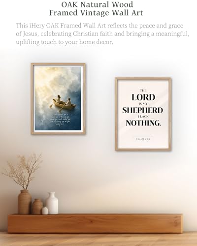 iHery 16x20in Psalm 32:8 Children on a Boat Framed Christian Wall Art - color: Beige Framed Boat, size: 20"L x 16"W
