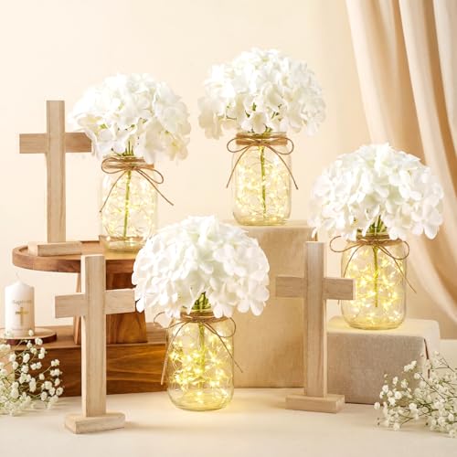 Wavwavw 37 Pcs Baptism Centerpieces for Table, Hydrangea - style: Hydrangea