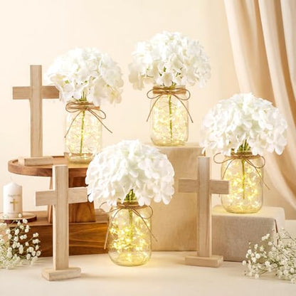 Wavwavw 37 Pcs Baptism Centerpieces for Table, Hydrangea - style: Hydrangea