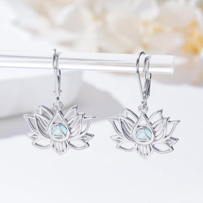 Mountain Mustard Seed Earrings for Women 925 Sterling Silver Lotus/Cross Dangle Drop Earring Christian Jewelry Outdoor Birthday Graduation Gifts - style: AA Lotus