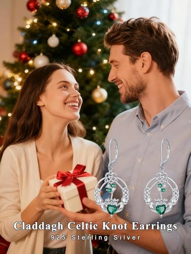 Dorunmo 925 Sterling Silver Dangle Drop Earrings for Women Holiday Earrings Hypoallergenic Halloween Christmas Jewelry Festival Gifts for Women - style: St. Patrick's Day-Clover-01