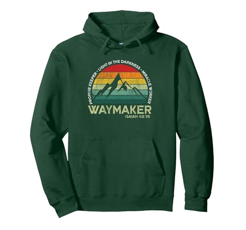Vintage Waymaker Promise Keeper Miracle Worker Christian Pullover Hoodie - color: Dark Green, size: Large