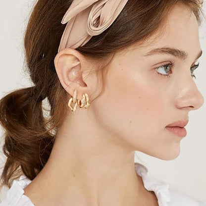 Huggie Hoop Earrings for Women Gold CZ Stud Earrings 14K Gold Filled Small Boho Huggie Earrings Hypoallergenic Piercing Hoops Jewelry - style: Split