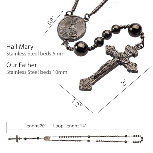 Gun Metal World War I Seven Sorrow Original Solid Stainless Steel Rosary Beads Catholic