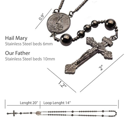 Gun Metal World War I Seven Sorrow Original Solid Stainless Steel Rosary Beads Catholic