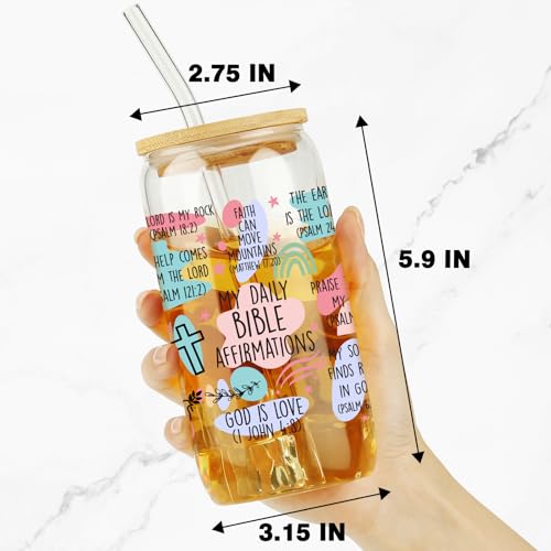 Christian Gifts For Women, Easter Basket Stuffers, 16oz Glass Cups