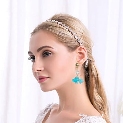 Goldfish Shape Resin Dangle Earrings Handmade Colorful Goldfish Drop Earring Stud for Women - color: Blue
