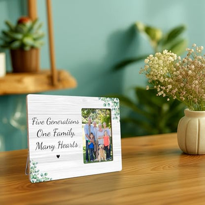 Five Generations Family Picture Frame, One Family Many Hearts, Fits 4x6 Photo - color: Gray