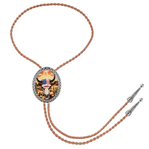 GelConnie Gothic Bolo Tie for Men Women 3D Art Western Cowboy Necktie - color: Cow Skull Bolo Tie