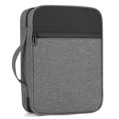 GERMUN Bible Cover with Durable Handle, Carrying Book Case Church Bag Bible, Protective with Zippered Pocket, Bible Study Accessories Supplies, Book Protector for Book Lovers, GreyBlack - color: Grey&Black