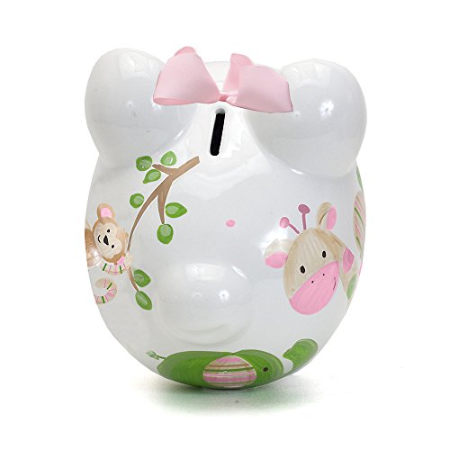Child to Cherish Ceramic Piggy Bank for Girls, Pink Tropical Punch - color: Pink Tropical Punch