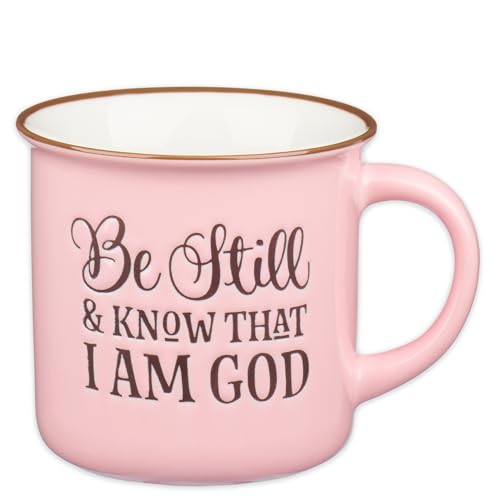 Christian Art Gifts Pink Camp Style Be Still and Know Ceramic Coffee Mug - style: Be Still & Know