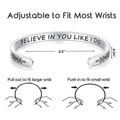 TONY & SANDY Cuff Bracelets for Women Teen Girls Best Friend Sister Mom Daughter Granddaughter Easter Birthday Mother's Day Christmas Stocking Stuffers for Teen Girls Women Jewelry - style: 1 - Believe in you like I do