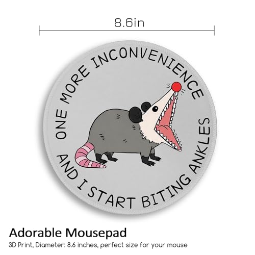 Funny Work Mouse Pad, Small Round Mousepad for Desk, Laptop - color: Funny Opossum