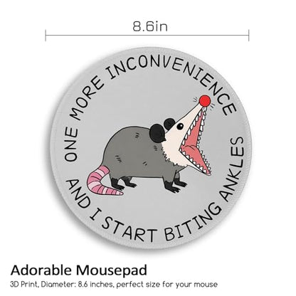 Funny Work Mouse Pad, Small Round Mousepad for Desk, Laptop - color: Funny Opossum