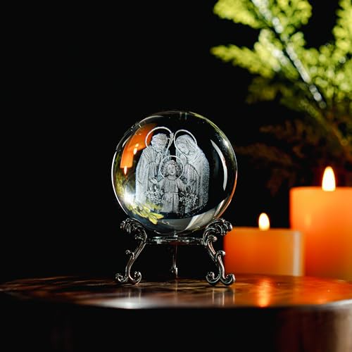Holy Family Crystal Ball 3D Laser Engraved K9 Christian Gift 2.3 Inch - style: Holy Family