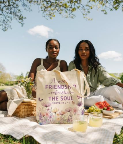 Christian Bible Verse Tote Bag for Women Faith Church - color: Friendship