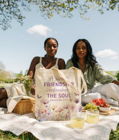 Christian Bible Verse Tote Bag for Women Faith Church - color: Friendship