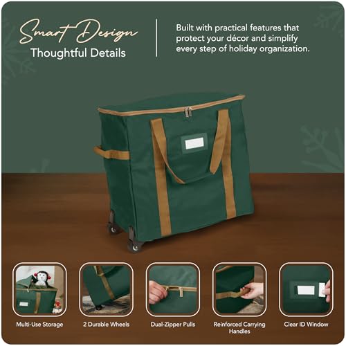Covermates Rolling Treasurekeeper Storage Bag, 25.5" W x 13" D x 18.5" H - color: Green Heavy Duty Polyester, size: 25.5W x 13D x 18.5H - With Wheels
