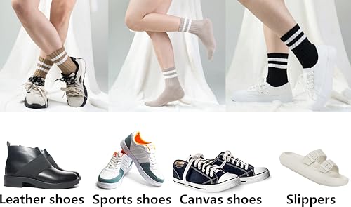 BomKinta Womens Striped Crew Socks Retro Above Ankle Cotton Sock Size 5-10 - color: 6 Pairs-mix Color1