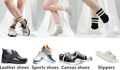 BomKinta Womens Striped Crew Socks Retro Above Ankle Cotton Sock Size 5-10 - color: 6 Pairs-mix Color1