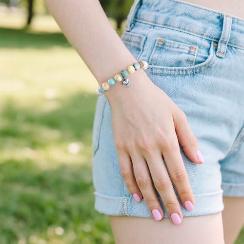 VIBILIA Cross Beaded Bracelets for Women, Birthday Gifts - color: C 2. Heart - Amazonite