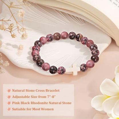 Christian Grandparents - Day Gifts for Women, Religious Cross Bracelet - color: Godis -Red