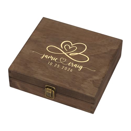 Personalized Anniversary Box, Engraved Wooden Keepsake Box for Couples - style: 6. Anniversary Designs
