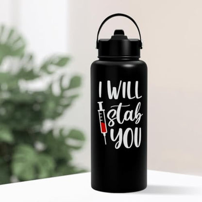 Nurse Gifts for Women - I Will Stab You Water Bottle 32oz Stainless Steel Insulated with Lid, Nurse Appreciation Gifts for Female Nurses, Christmas Birthday Nurse Week - color: Nurse 2