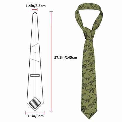 Black Dots Men's Neckties Retro Classic Circle Geometry Men's Tie for Mens Teens Business Work Casual Wedding Party - color: Green Dinosaurs