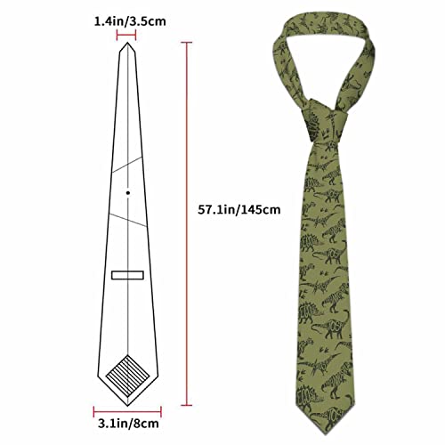 Black Dots Men's Neckties Retro Classic Circle Geometry Men's Tie for Mens Teens Business Work Casual Wedding Party - color: Green Dinosaurs