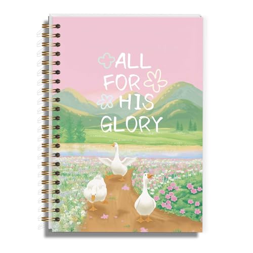 Christian Notebook for Women Girls, Inspirational Bible Journal for School Office Supplies, Aesthetic Pink Field Spiral Notebook for Note Taking - 5.5x8.3 - A13 - style: Christian Field