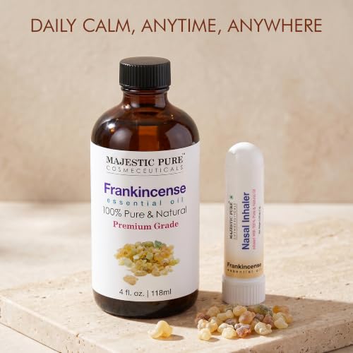 Majestic Pure Frankincense Essential Oil with Nasal Inhaler - 4 Fl Oz