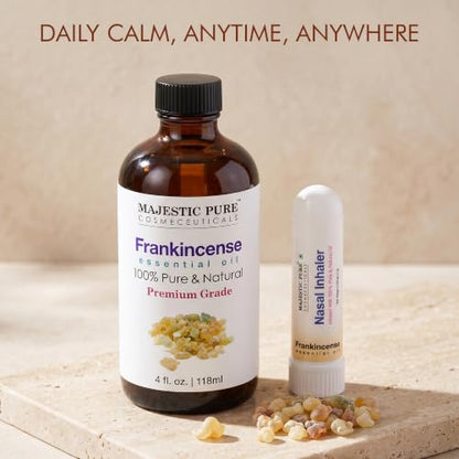 Majestic Pure Frankincense Essential Oil with Nasal Inhaler - 4 Fl Oz