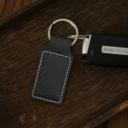 LaserGram Rectangle Keychain, Christian Cross, Personalized Engraving Included - color: Carbon Fiber Black With Silver