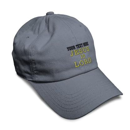 Speedy Pros Soft Baseball Hat Embroidered Dad Hat Jesus is Lord God Christ Christian Religious Cotton - color: Dark Grey Personalized Text Here