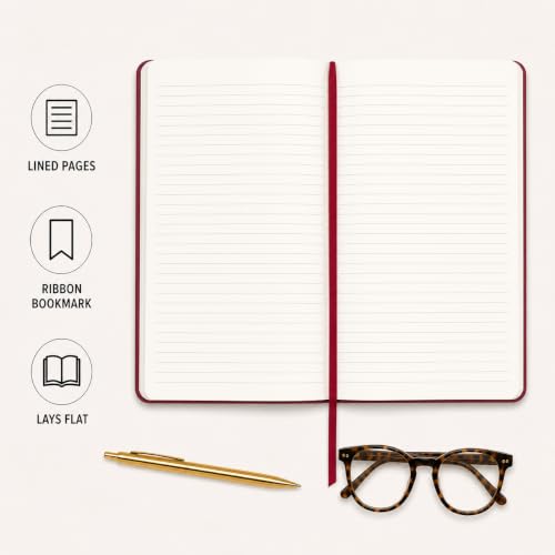 WORLD TRAVELER Large Lined Journal Notebook 256 Ruled White & Ivory Pages - color: Today is the Day