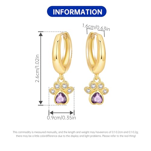 925 Sterling Silver Hoop Earrings Drop Dangle Earrings for Women Hypoallergenic Earring Trendy Huggie Earring Cute Graduation Birthday Gifts Jewelry for Women - color: Cat paw earrings