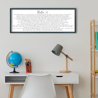 FZMHASLWW Psalm 91 Wall Art 32"×12" Black - color: Psalm 91 (Black), size: 32"L x 12"W