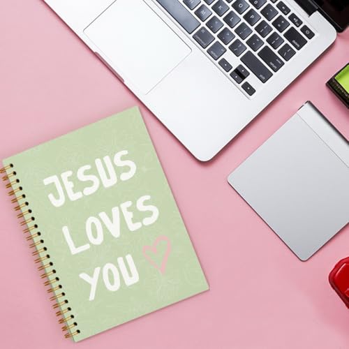 Green Bible Study Notebook, Bible Note Taking Supplies Notebook Journal, Cute notebook, Bible Study Notebook Supplies Gifts Notebook for Teen Girls Student Teacher Women 5.5x8.3 inch - color: Jesus loves you green