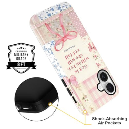 Cute Jesus Bow Collage Phone Case for iPhone 17 6.3'' - color: Bible verses pink bow, size: iPhone 17